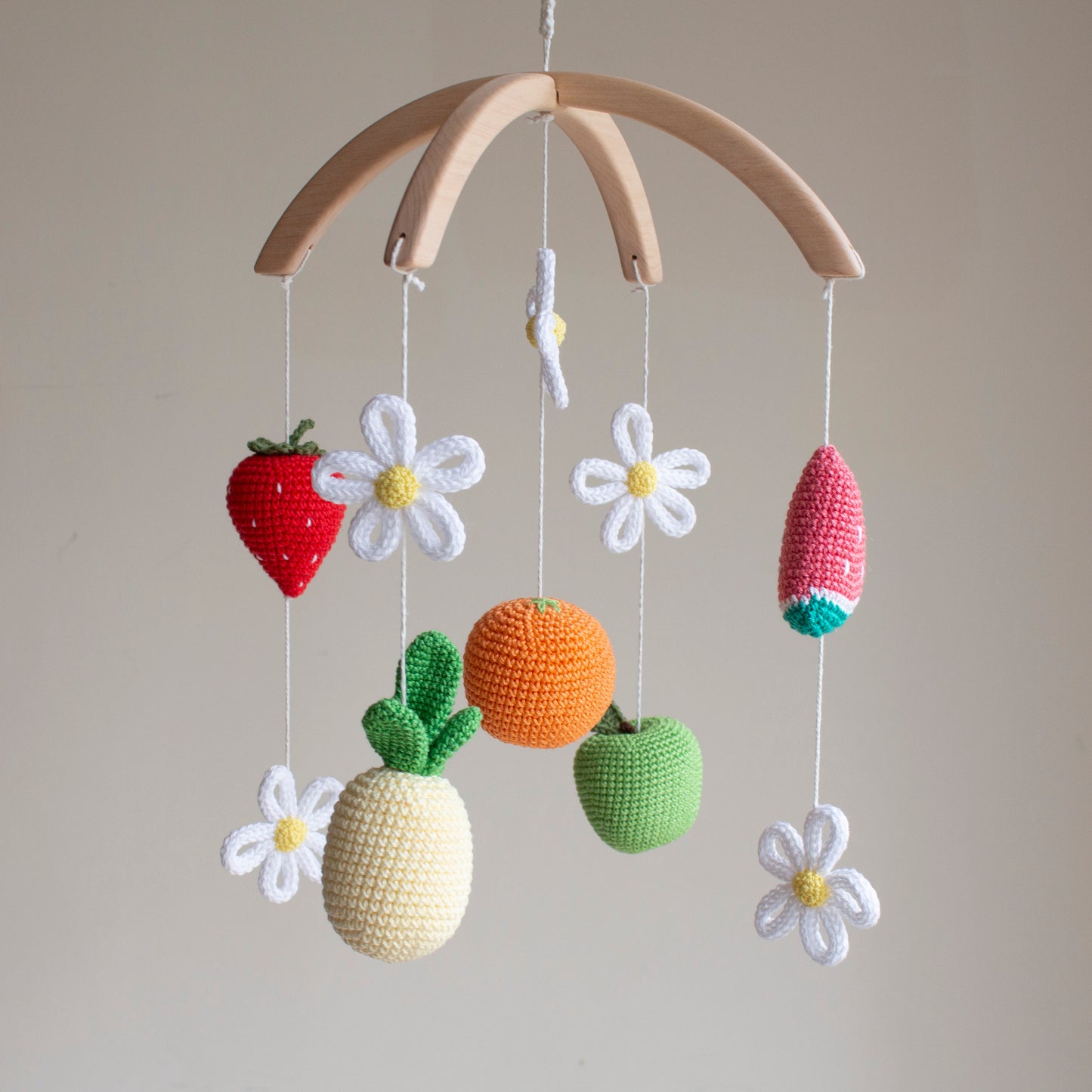 Fruits & Daisies baby mobile: Floral Garden nursery decor