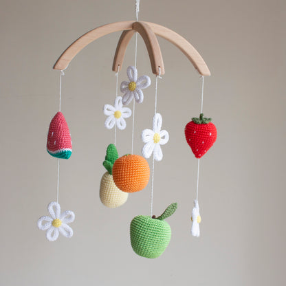 Fruits & Daisies baby mobile: Floral Garden nursery decor