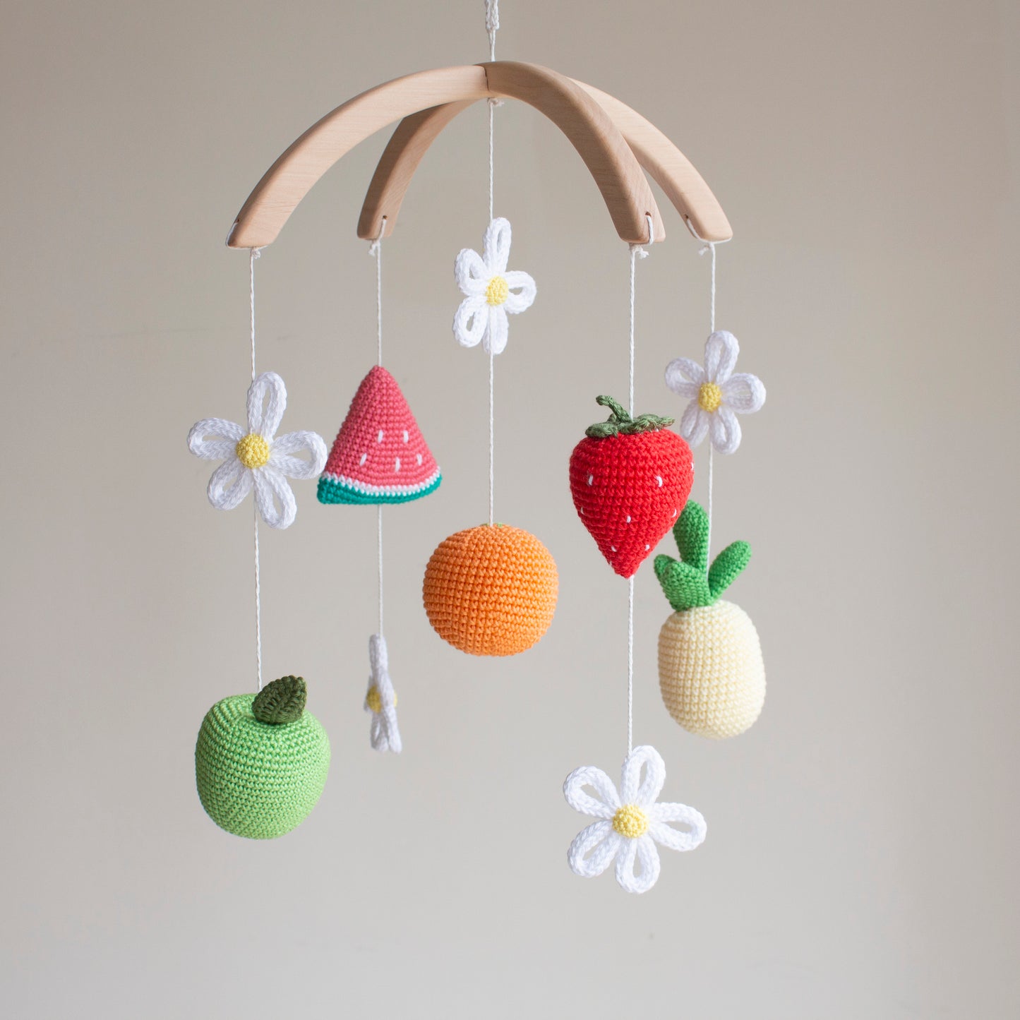 Fruits & Daisies baby mobile: Floral Garden nursery decor