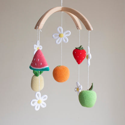 Fruits & Daisies baby mobile: Floral Garden nursery decor