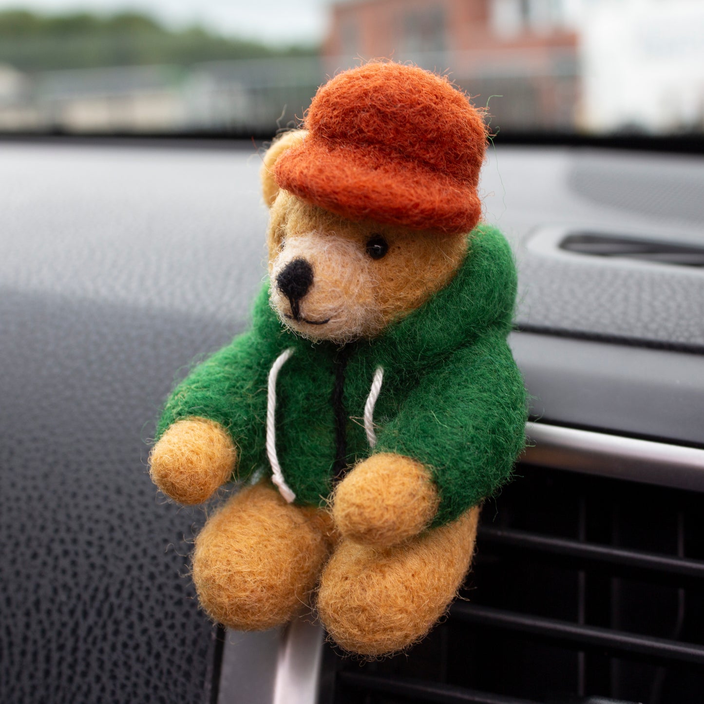 Green Hoodie Bear Car Vent Clip