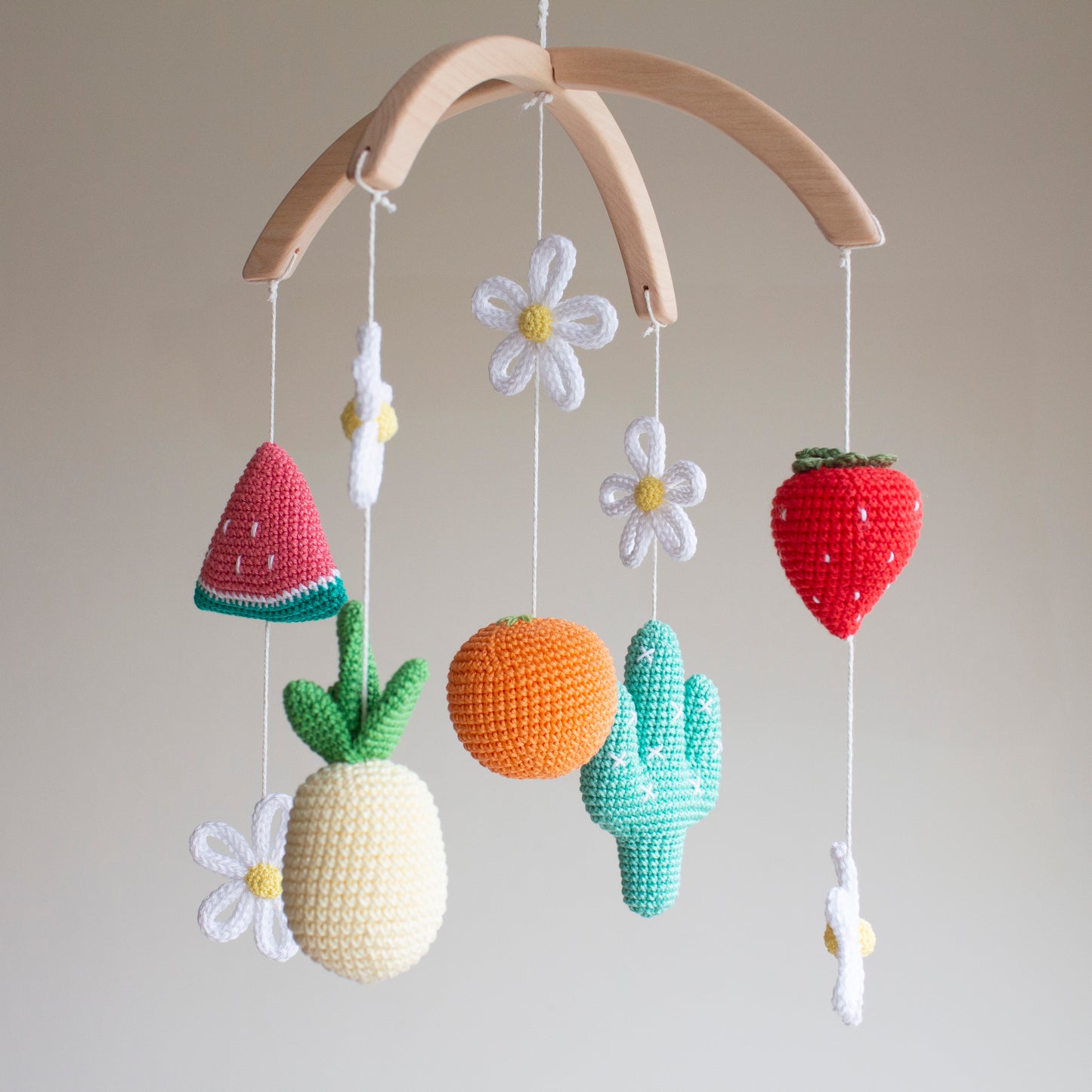 Vibrant Tropical Fruit & Cactus Baby Mobile