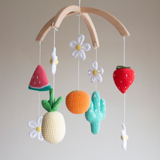 Vibrant Tropical Fruit & Cactus Baby Mobile