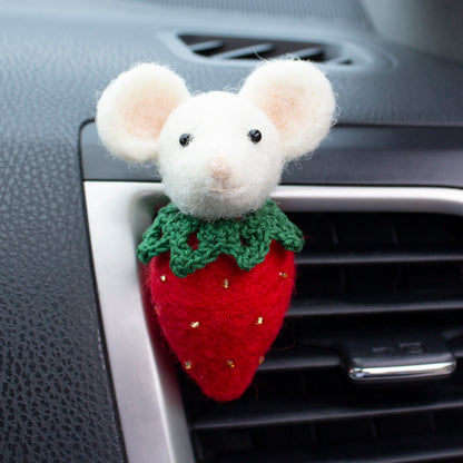 Red Strawberry Mouse Car Vent Clip