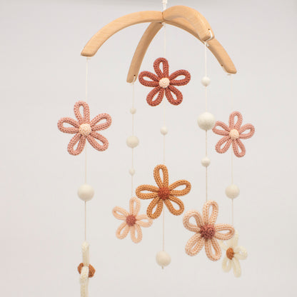 Boho Daisy Baby Mobile – Floral Decor in Terracotta & Blush