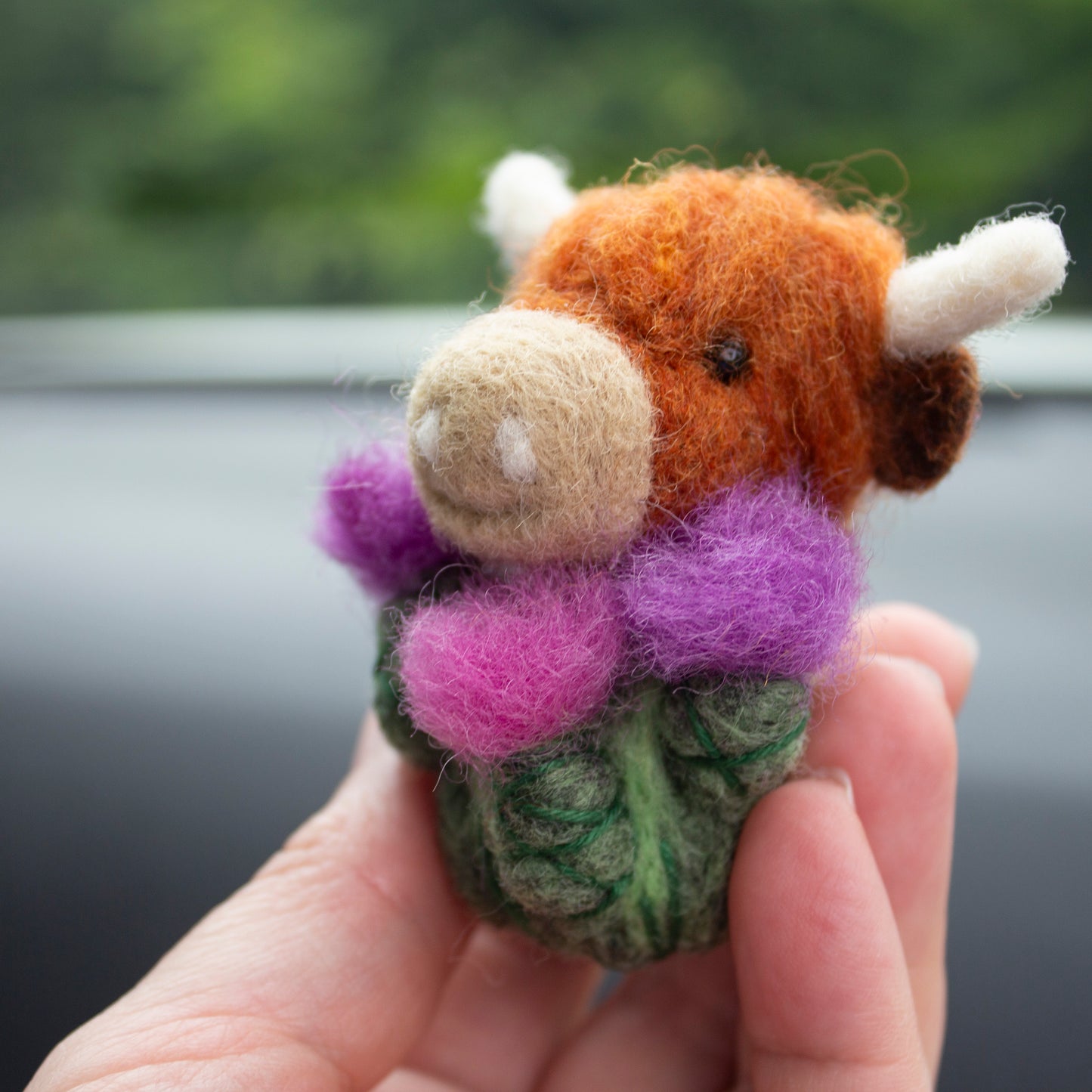 Highland Cow & Thistle Car Vent Clip