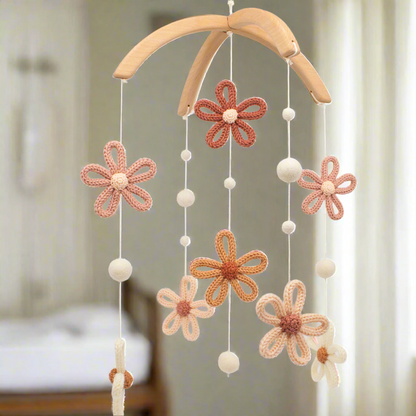 Boho Daisy Baby Mobile – Floral Decor in Terracotta & Blush