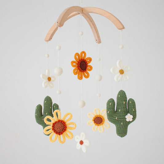 Rustic Sunflowers, Daisies and Cactus nursery mobile