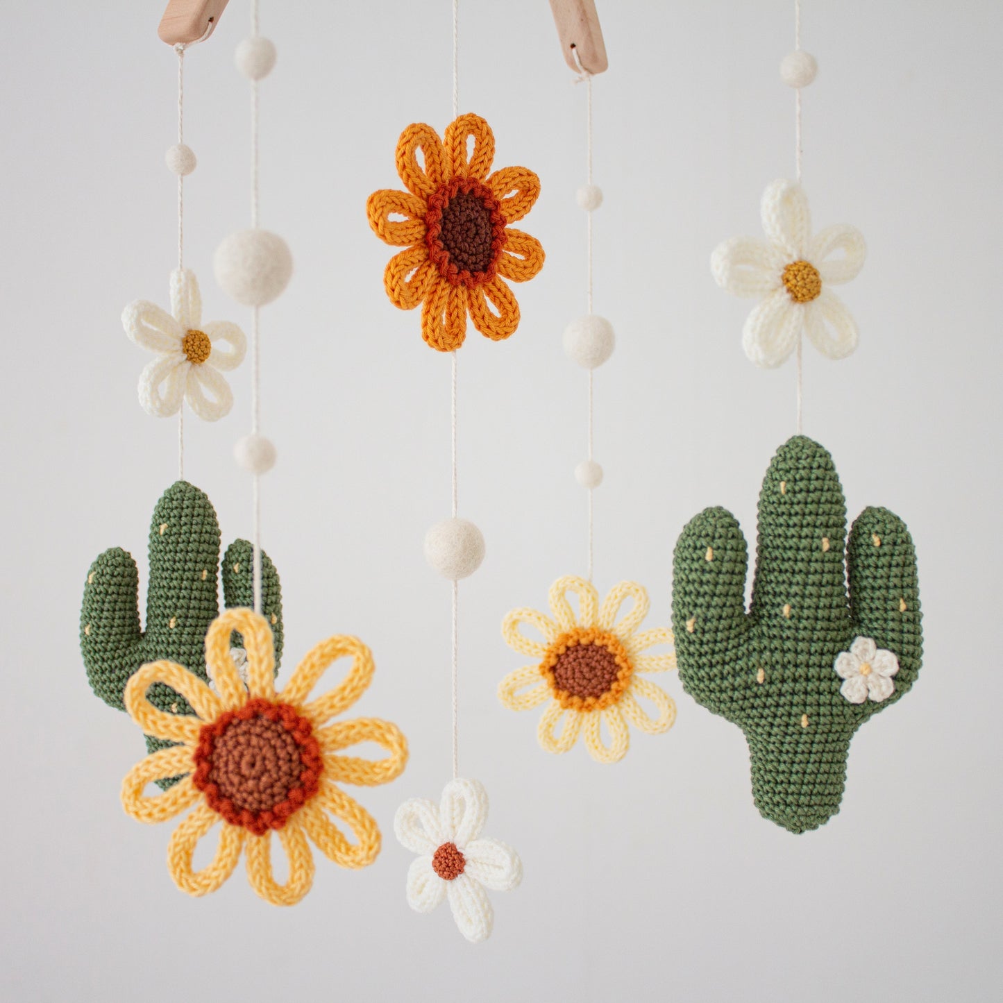 Rustic Sunflowers, Daisies and Cactus nursery mobile