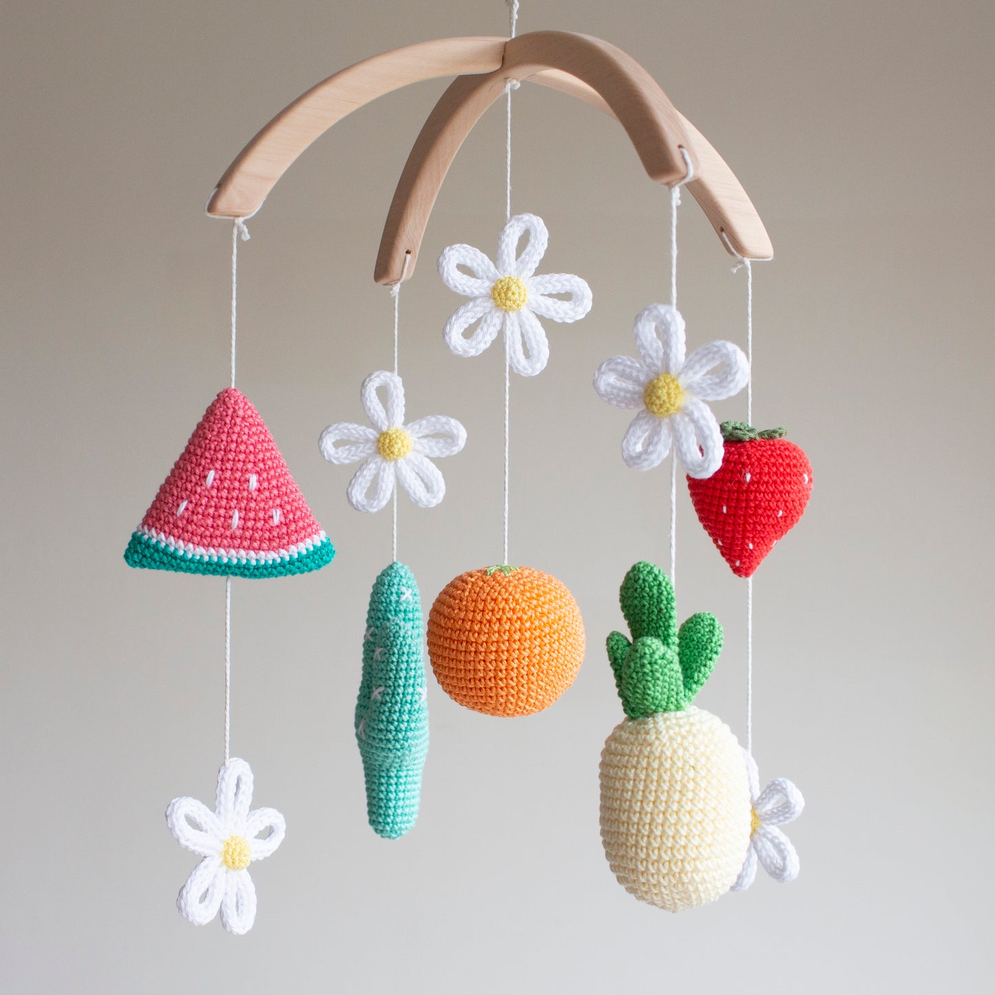 Vibrant Tropical Fruit & Cactus Baby Mobile
