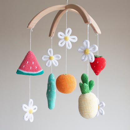Vibrant Tropical Fruit & Cactus Baby Mobile