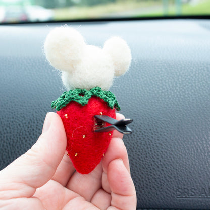 Red Strawberry Mouse Car Vent Clip