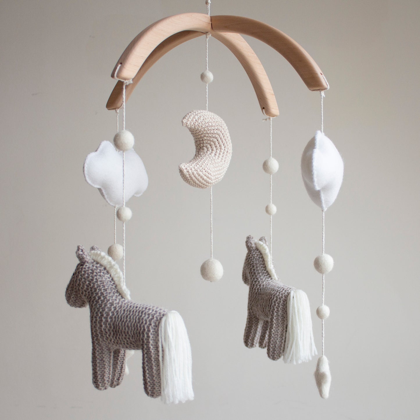 Horse baby mobile - Neutral Nursery Decor with Ponies, Moon, Stars & Clouds