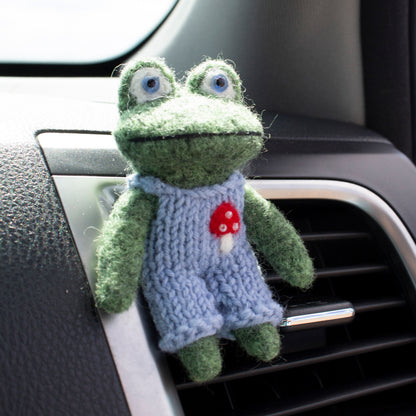 Frog in Dusty Blue Dungarees Car Vent Clip
