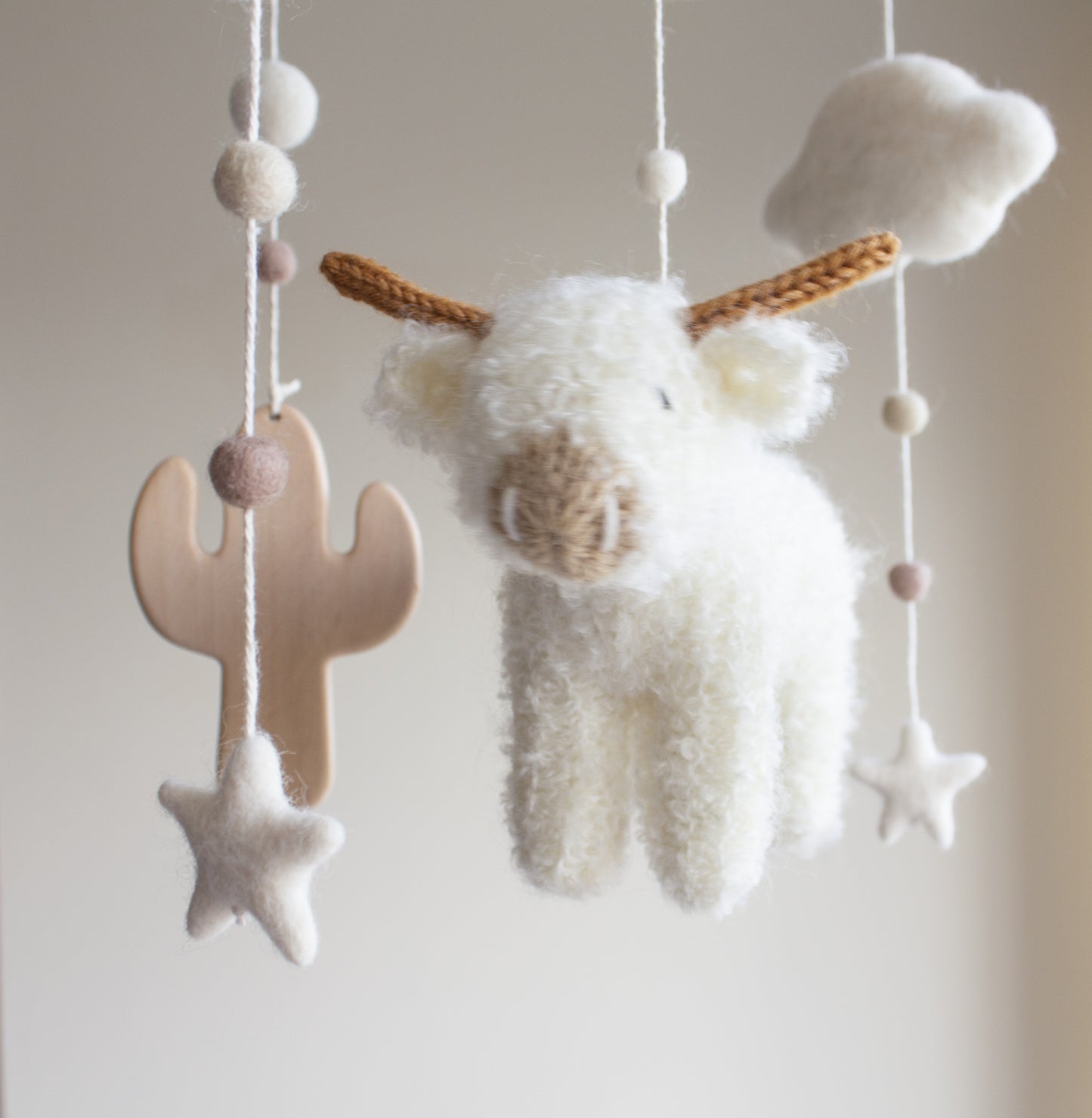 Boho longhorn cow mobile