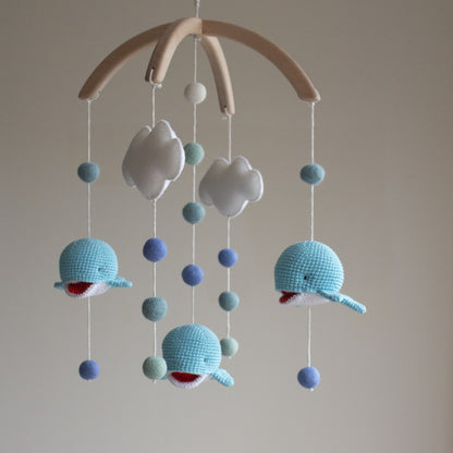 Blue whales nursery mobile