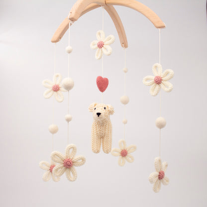 Baby mobile Floral Puppy: English cream golden retriever nursery decor