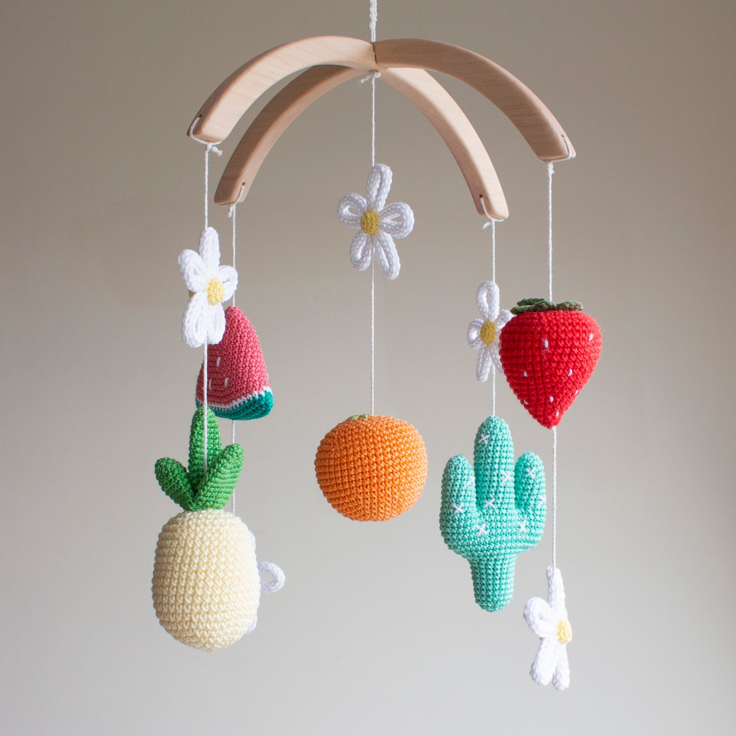 Vibrant Tropical Fruit & Cactus Baby Mobile