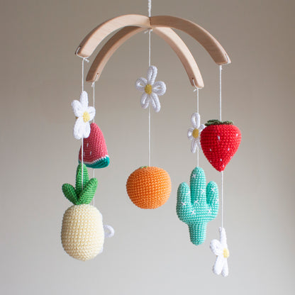 Vibrant Tropical Fruit & Cactus Baby Mobile