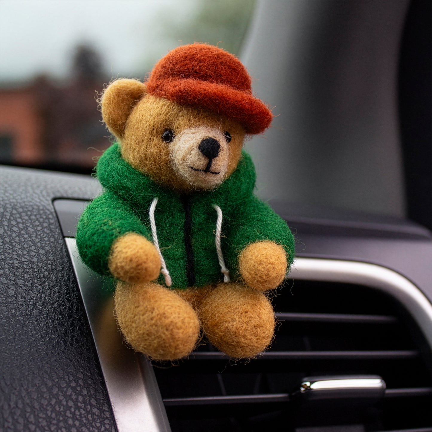 Green Hoodie Bear Car Vent Clip