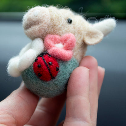 Highland Cow Car Vent Clip with Flowers & Ladybird
