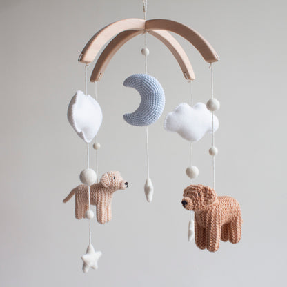 Dogs baby mobile - Neutral nursery decor - Golden Retriever cot mobile - Puppies crib mobile