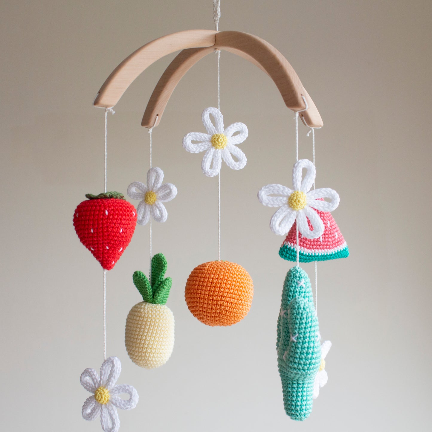 Vibrant Tropical Fruit & Cactus Baby Mobile
