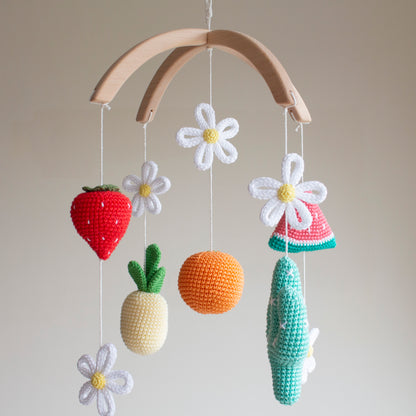 Vibrant Tropical Fruit & Cactus Baby Mobile