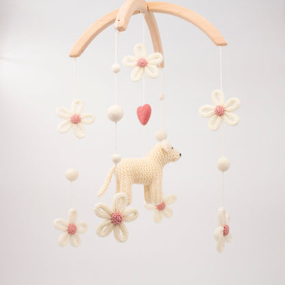 Baby mobile Floral Puppy: English cream golden retriever nursery decor