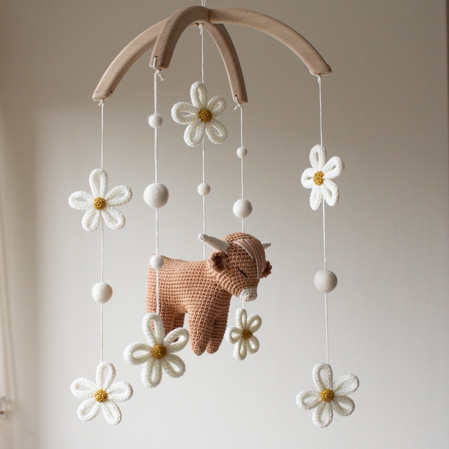 Meadow Cow with daisies nursery mobile