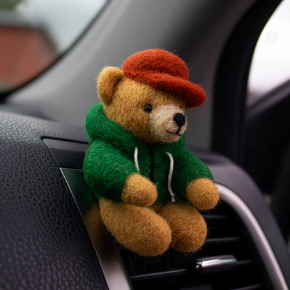 Green Hoodie Bear Car Vent Clip