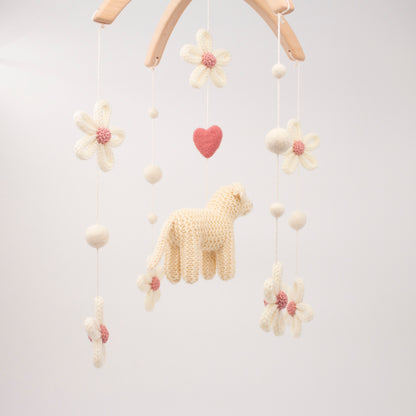 Baby mobile Floral Puppy: English cream golden retriever nursery decor