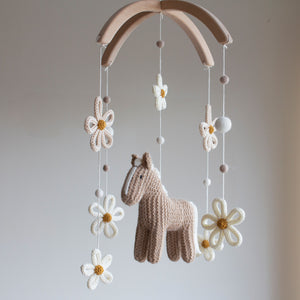 Floral horse baby mobile