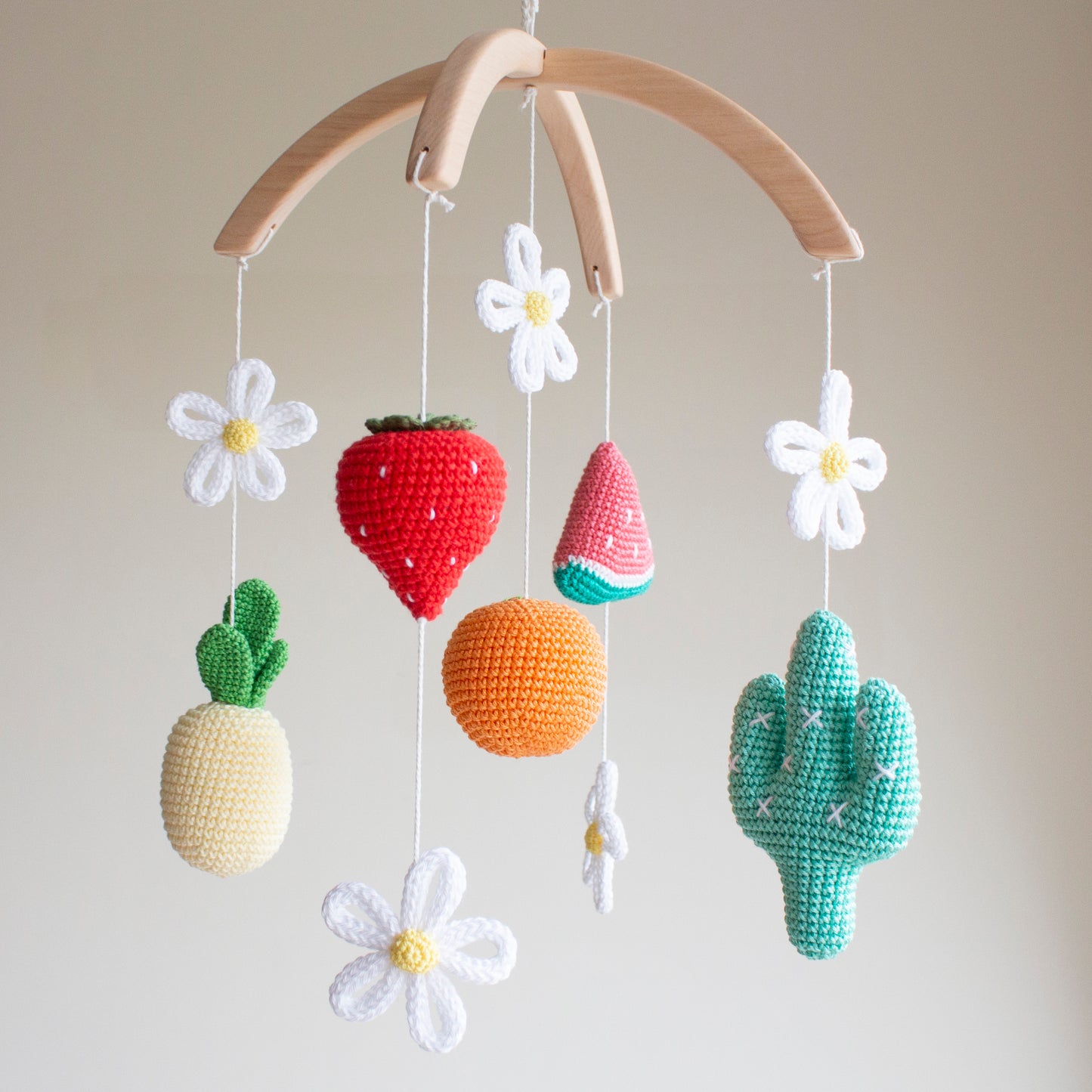 Vibrant Tropical Fruit & Cactus Baby Mobile