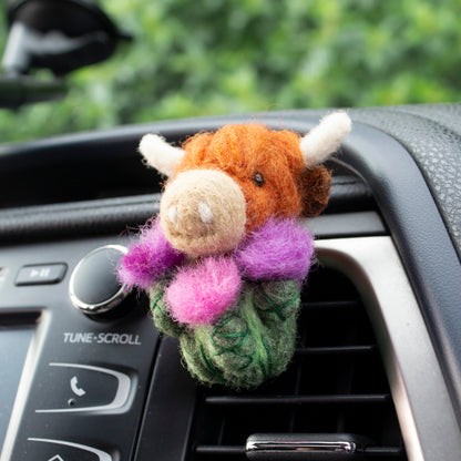 Highland Cow & Thistle Car Vent Clip