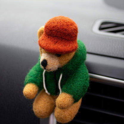 Green Hoodie Bear Car Vent Clip
