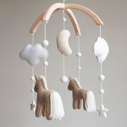 Light Brown Horses Baby Mobile – Neutral Pony & Celestial Nursery Decor (Copy)