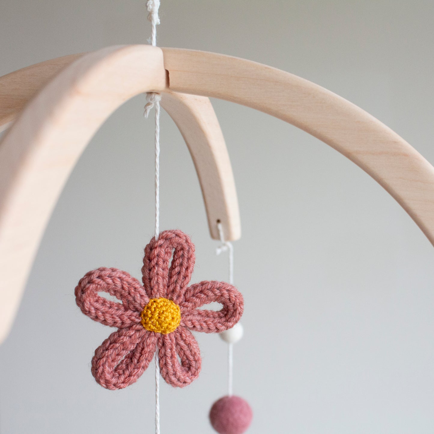 Floral Horse Baby Mobile – Knitted Pony & Wildflowers Nursery Decor