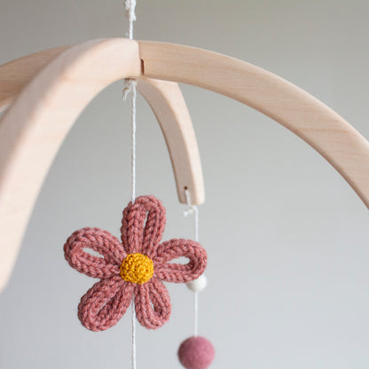 Floral Horse Baby Mobile – Knitted Pony & Wildflowers Nursery Decor