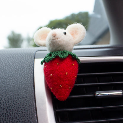 Red Strawberry Mouse Car Vent Clip