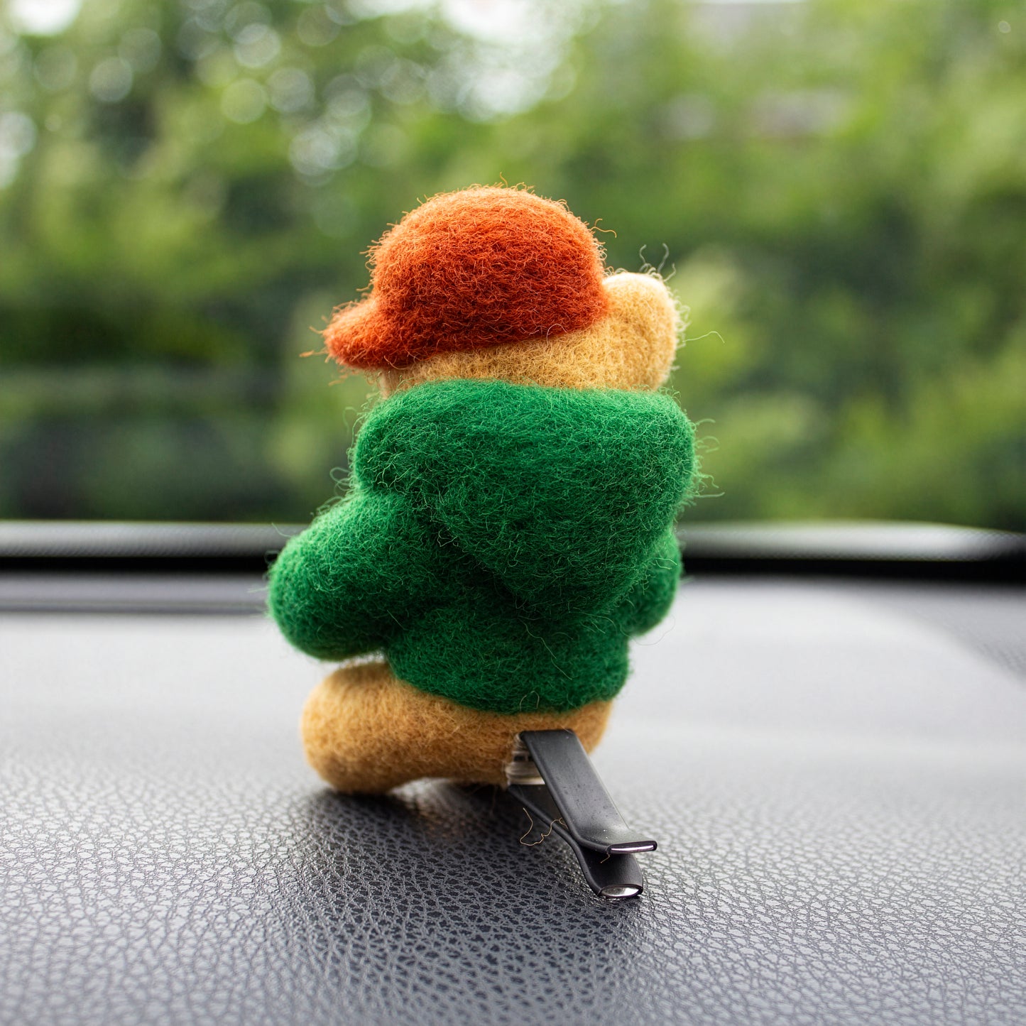 Green Hoodie Bear Car Vent Clip