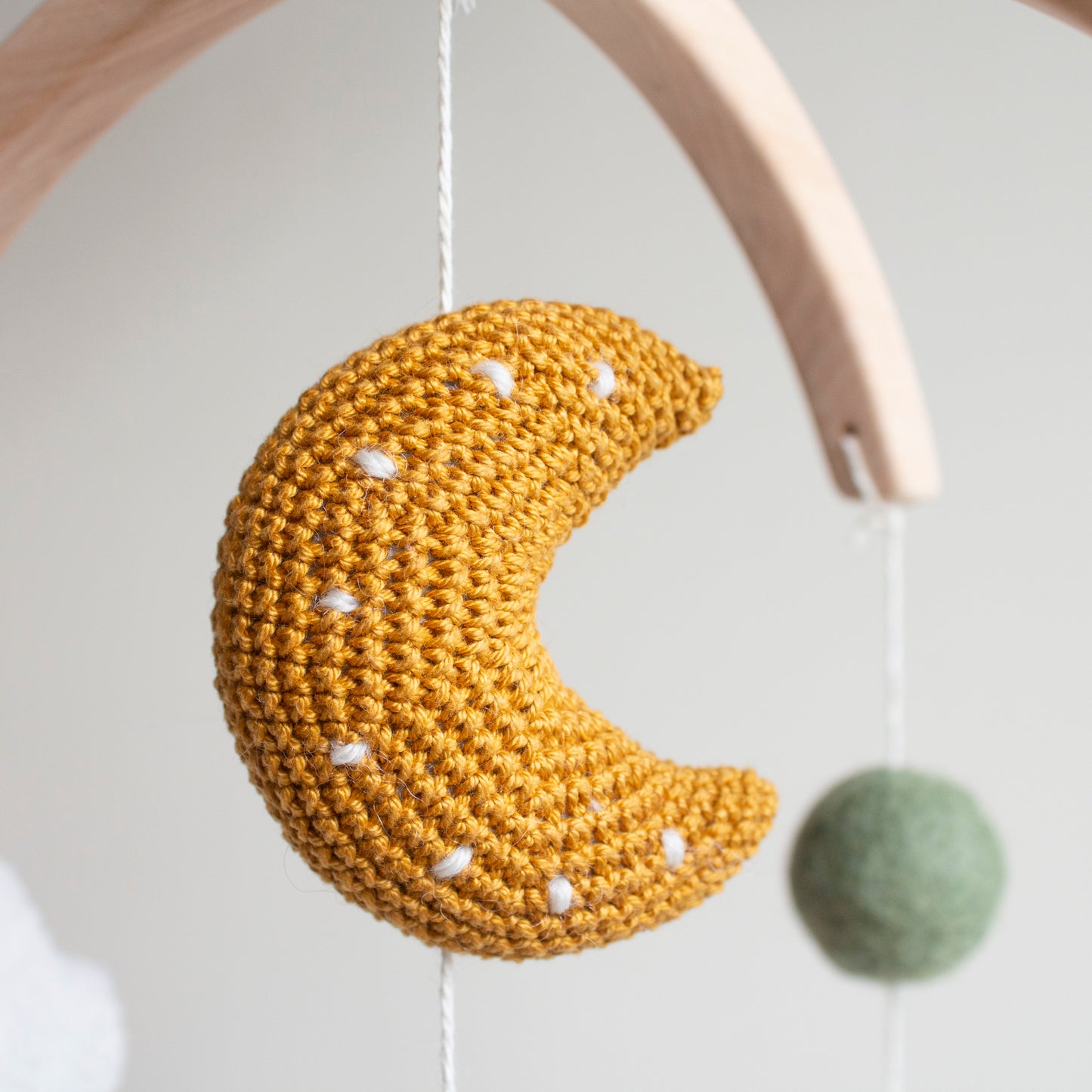 Horse Baby Mobile: Taupe Knitted Pony, Bouclé Clouds, Crochet Moon & Balls, Wool Stars (Copy)