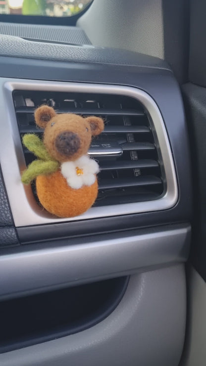 Orange Capybara Car Vent Clip