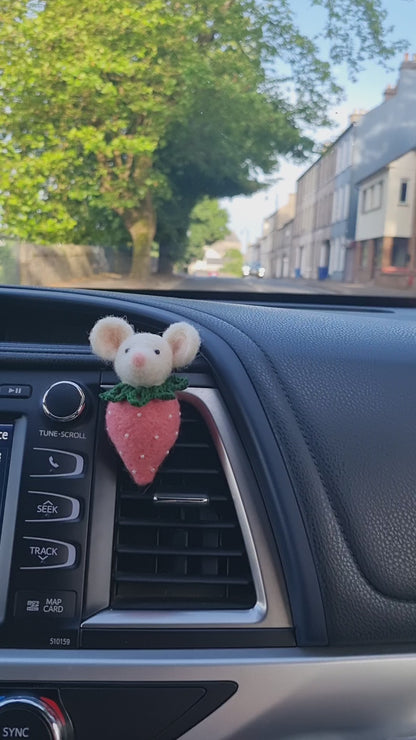 Strawberry Mouse Car Vent Clip